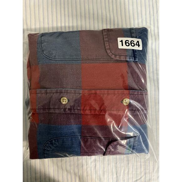 Tommy Hilfiger Vintage Denim Shirt Mens M Blue/Red Checkerboard Crest Preppy Big - Picture 11 of 12